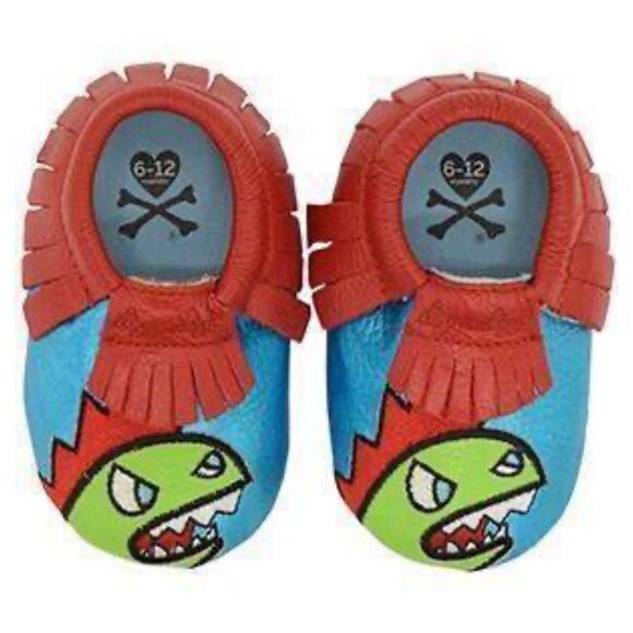 ITZY RITZY MOC HAPPENS MOCCASINS - TOKIDOKI KAIJU  6-12 MONTHS - Picture 1 of 5